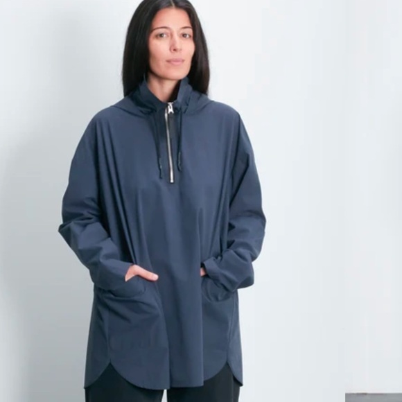 Roucha Trege Hooded Top Size Large Size C Navy Blue Oversized Lagenlook Baggy - Picture 1 of 16